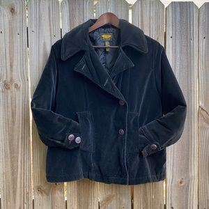 Vintage Free People Pea coat jacket blazer in black velvet, Size S